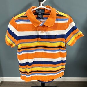 Ralph Lauren Orange Polo with Blue and White Stripes